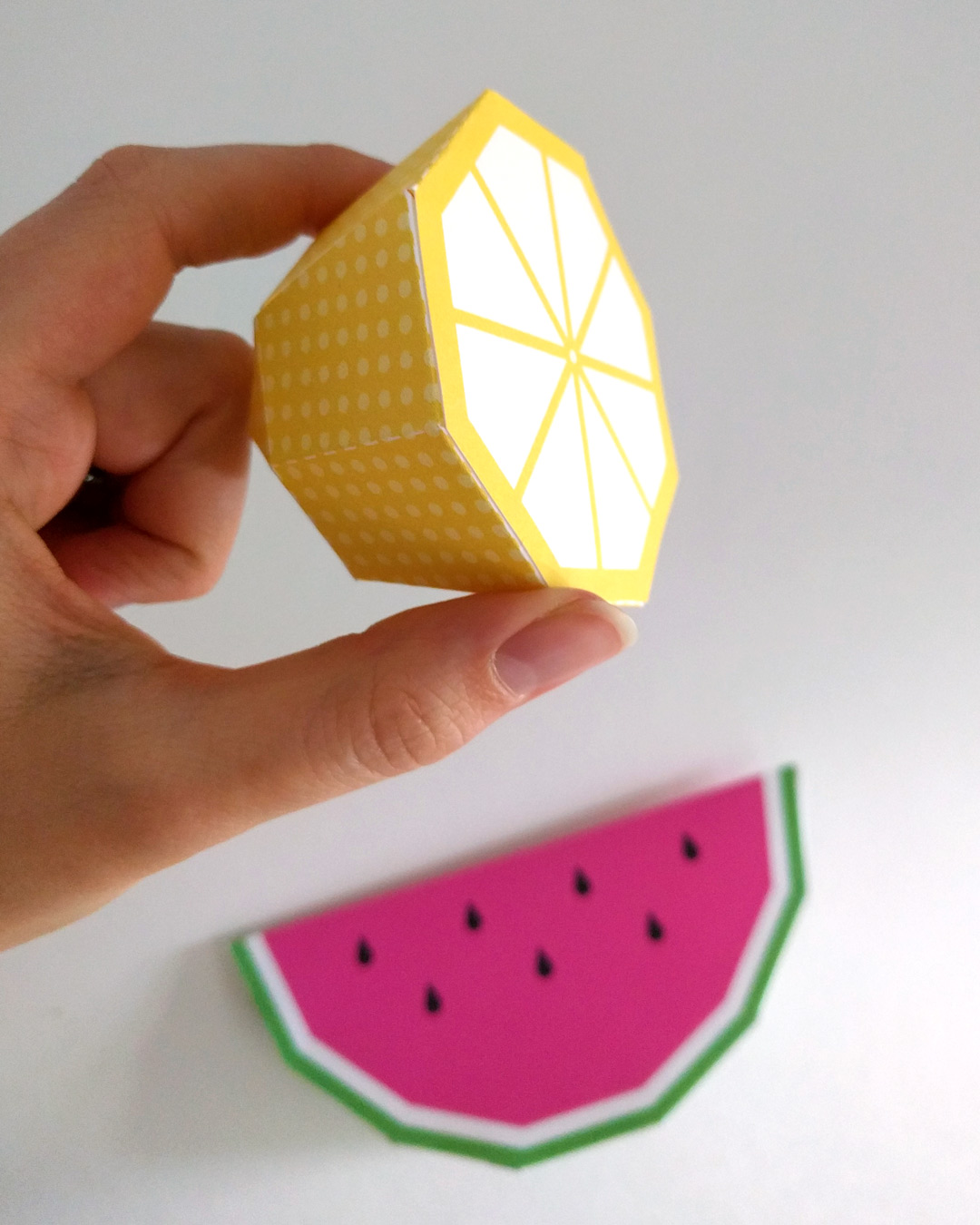 Papercraft lemon and watermelon