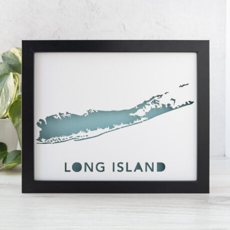 a framed map of Long Island New York